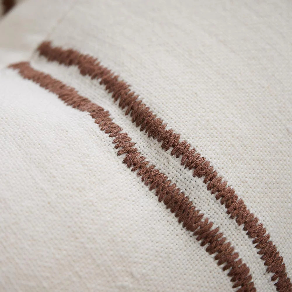 Orion Linen Cushion | Off White/Chocolate | 40 x 60cm