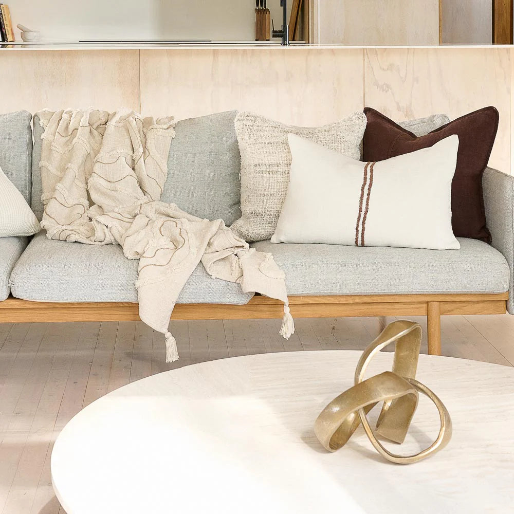Orion Linen Cushion | Off White/Chocolate | 40 x 60cm