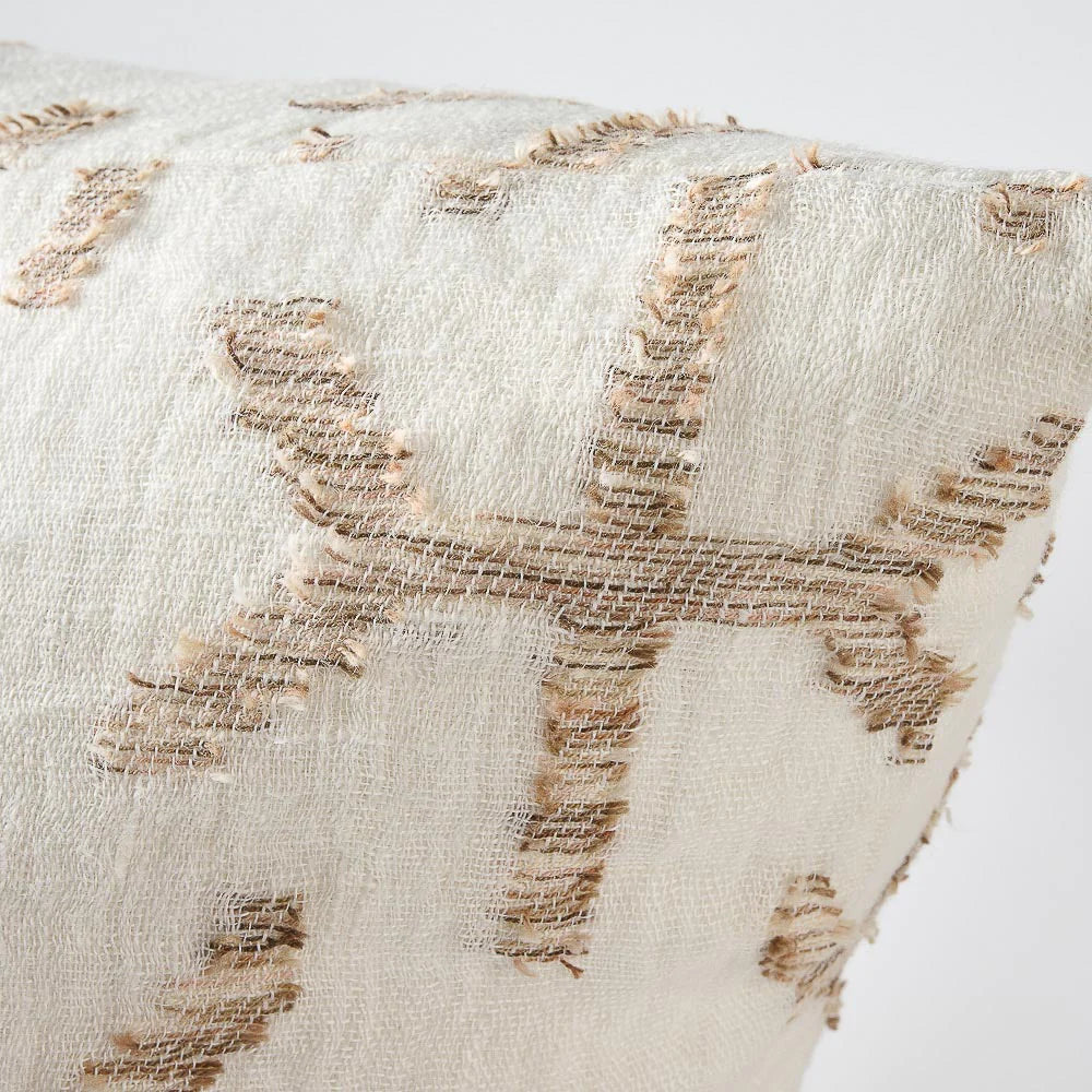 Eros Linen Cushion | Off White + Nutmeg