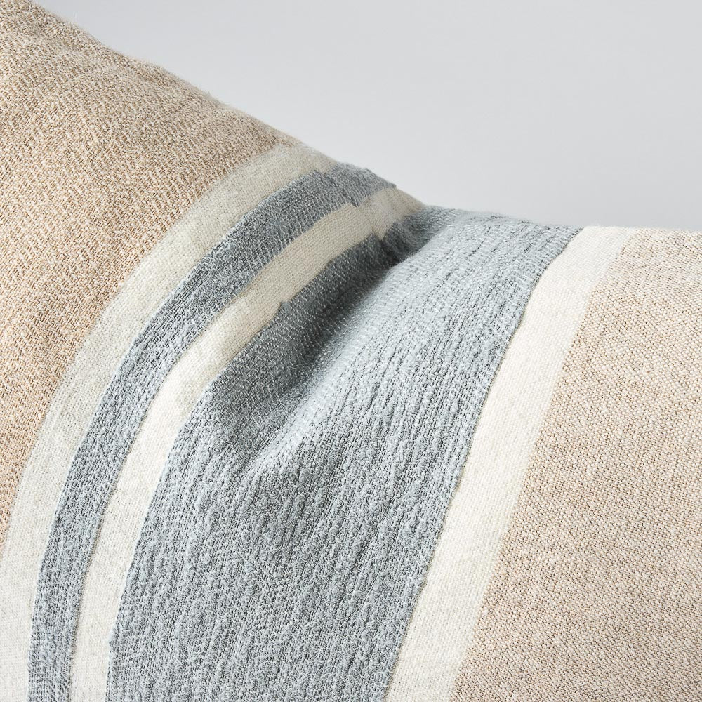 Magnus Lumbar Linen Cushion | Natural + Blue