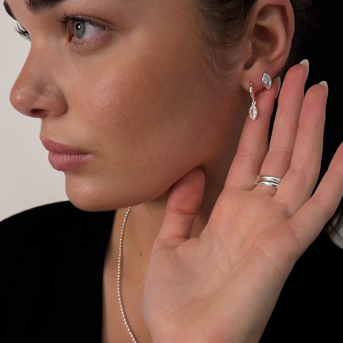Eden Crystal Hoop | Silver