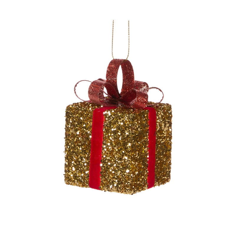 Red &amp; Gold Glittered Gift Box