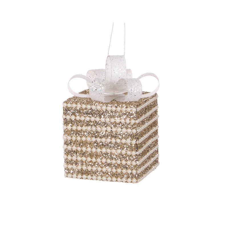 Champagne &amp; Pearl Glittered Gift Box | Small