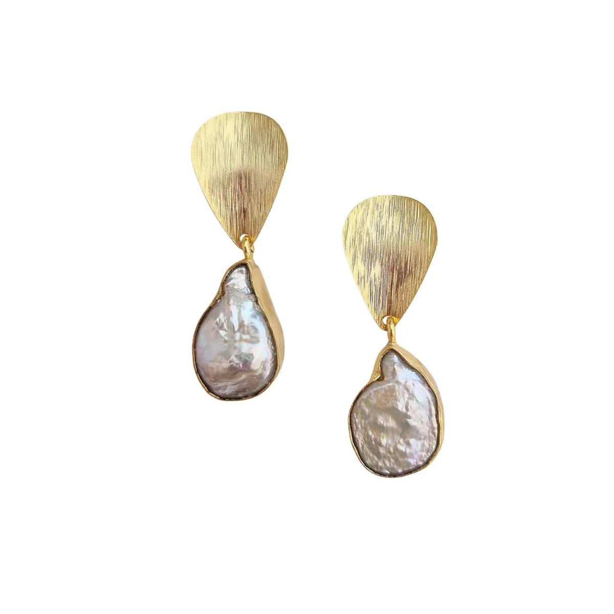 Golden Drop Pearl Earrings