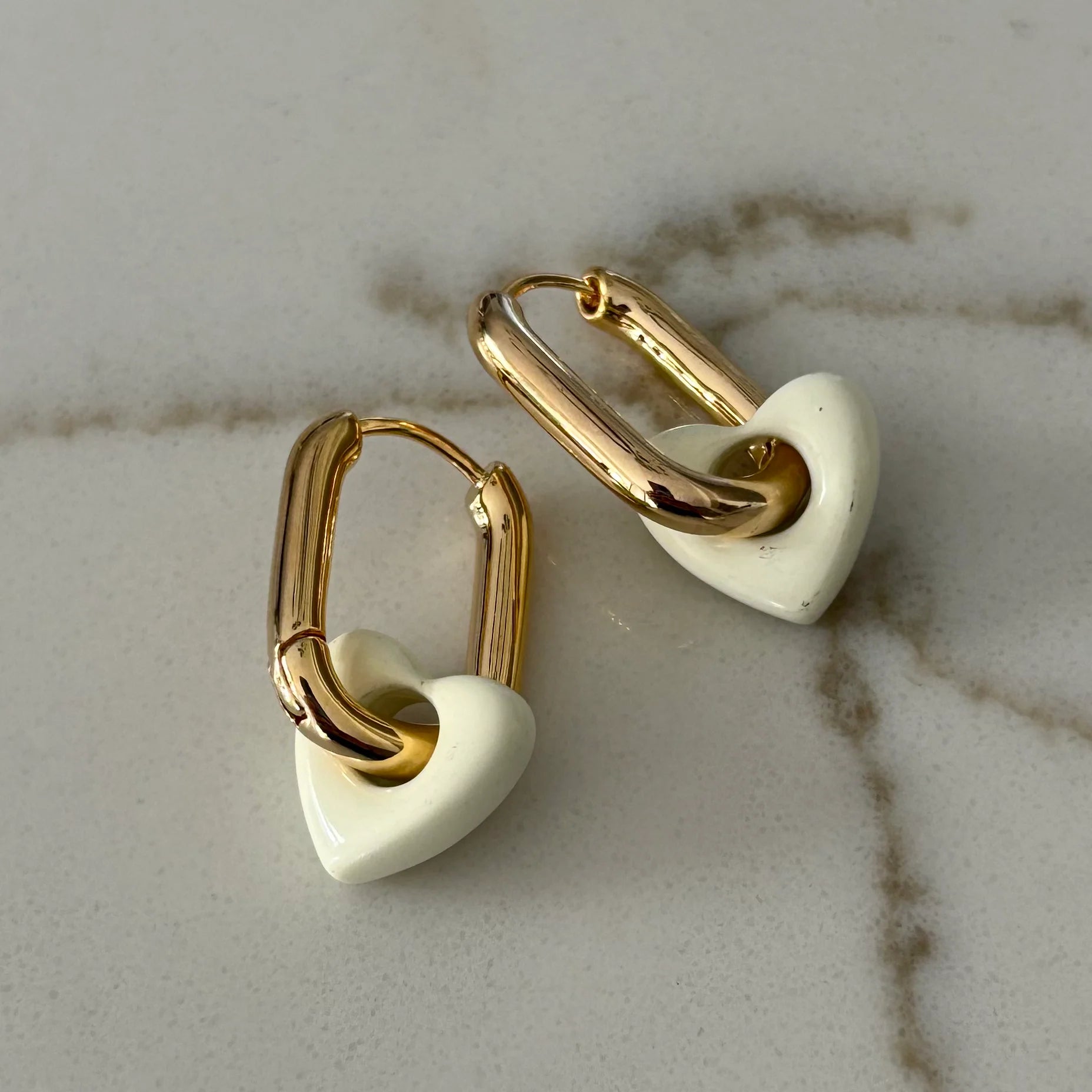Sophia White Heart Earrings