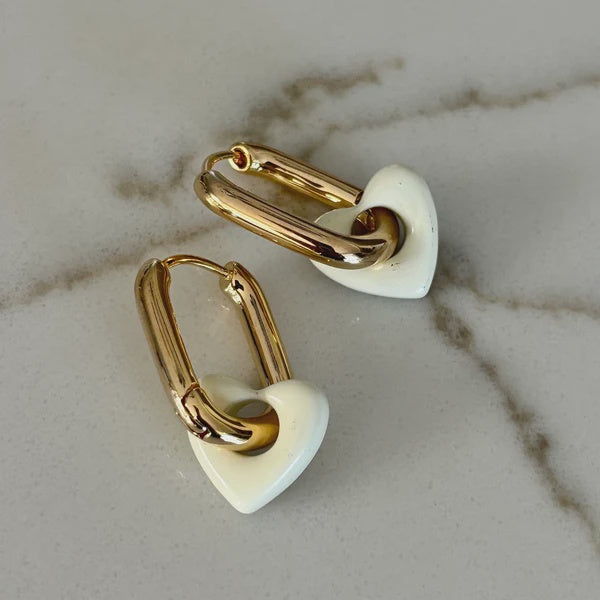 Sophia White Heart Earrings
