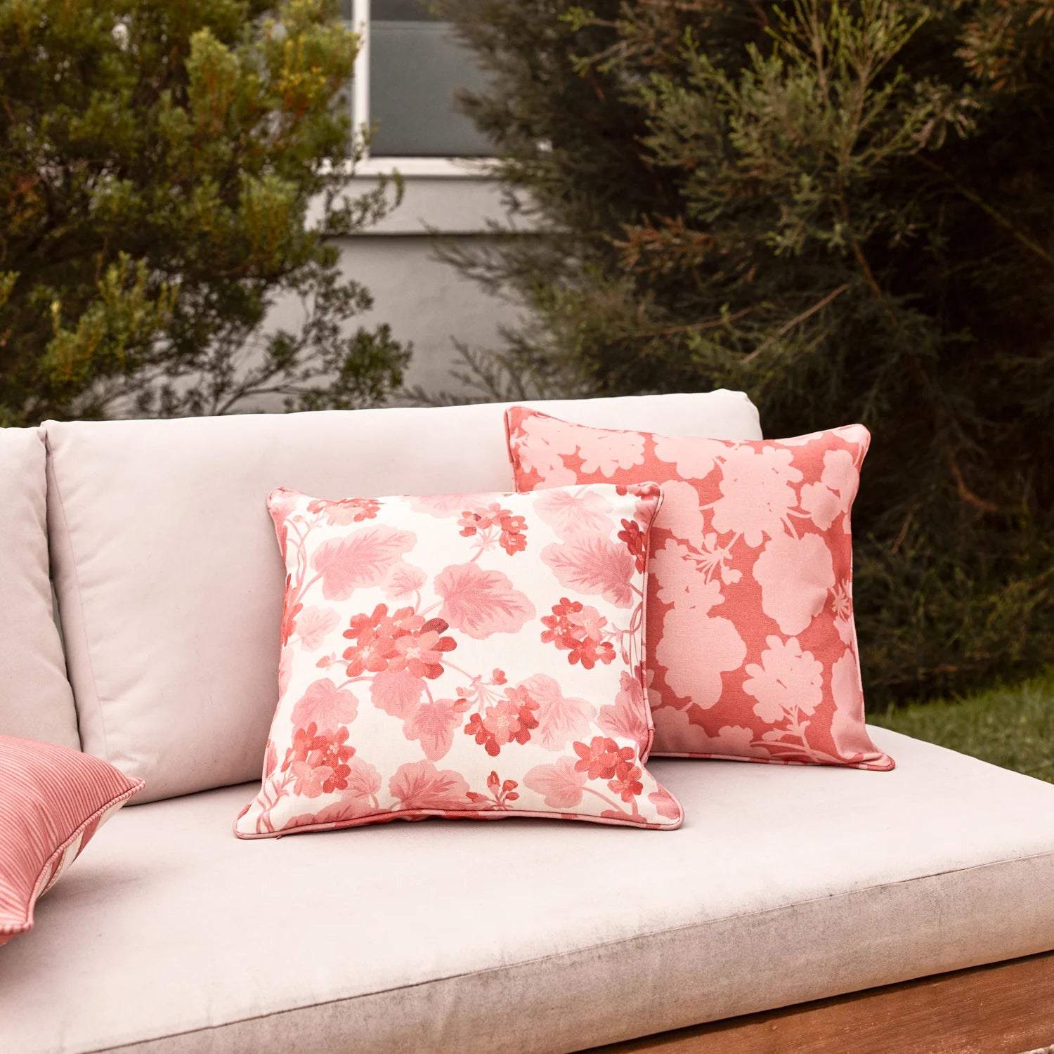 Geranium Pink Reversible Outdoor Cushion
