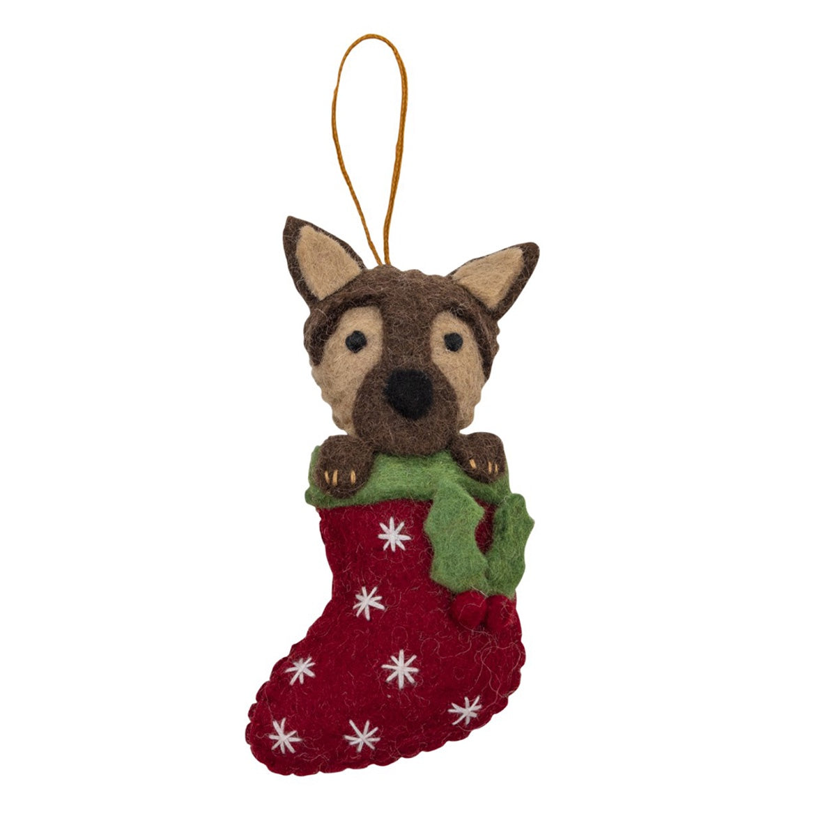 German Shepherd in Stocking Christmas Ornament