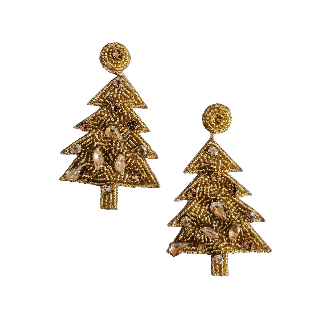 Gold Sequin Christmas Tree Earrings