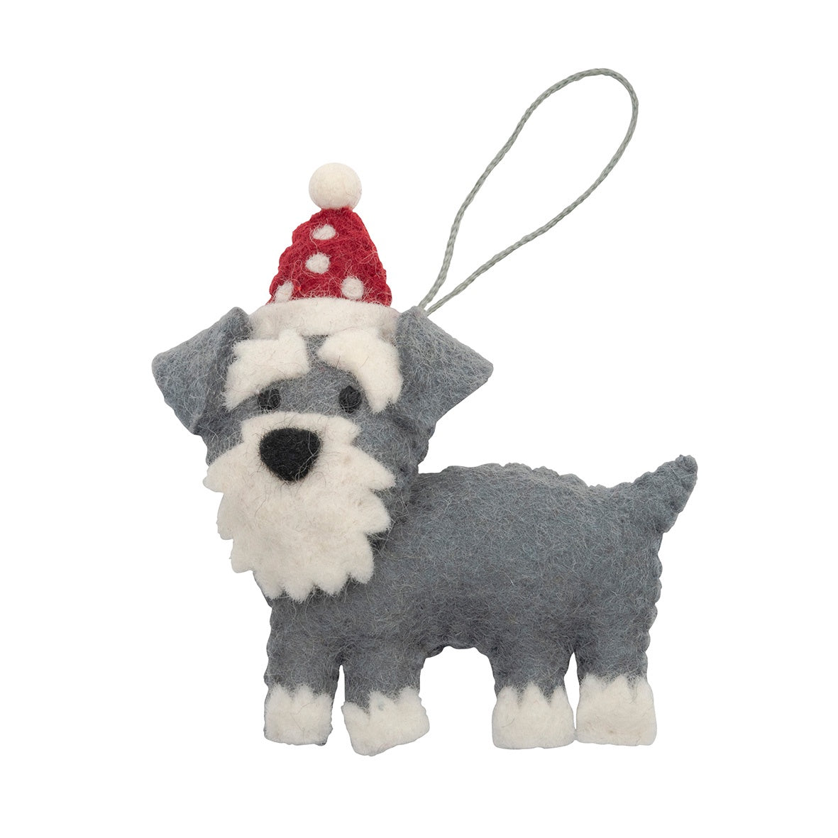 Grey Schnauzer w/Party Hat Christmas Ornament