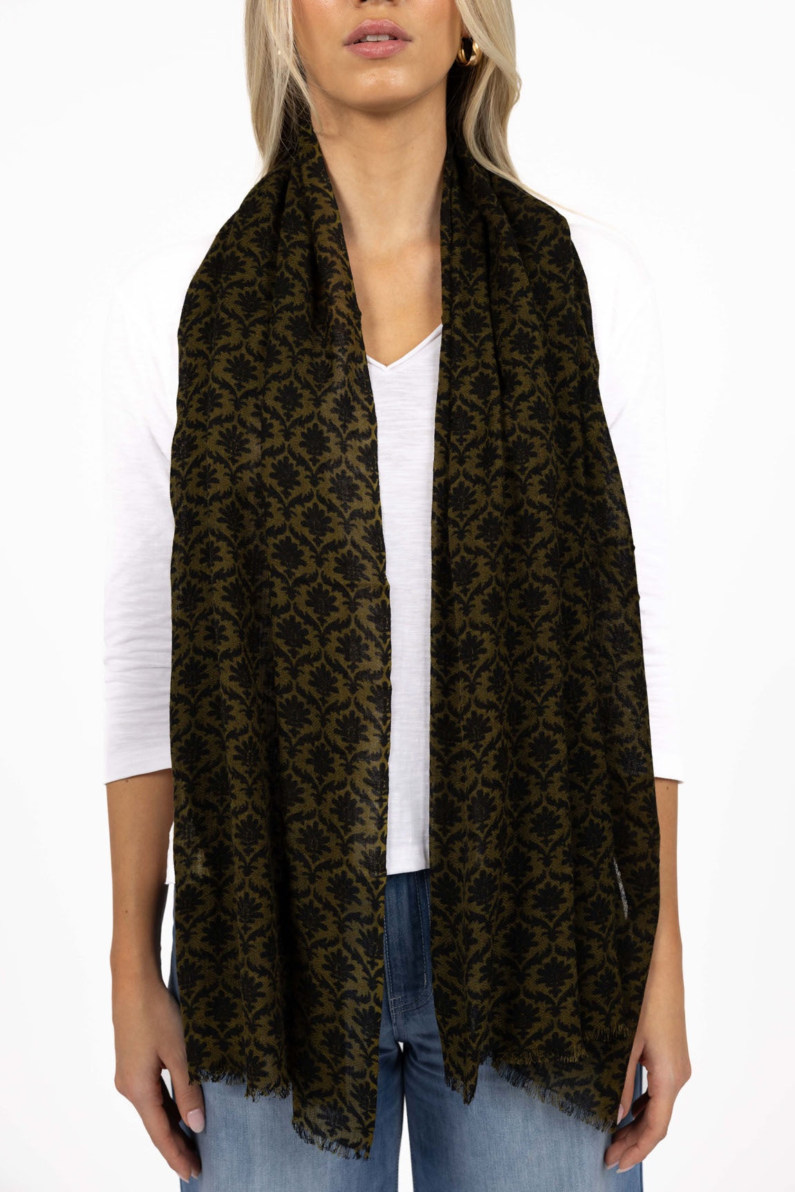 Motif Scarf | Khaki Print