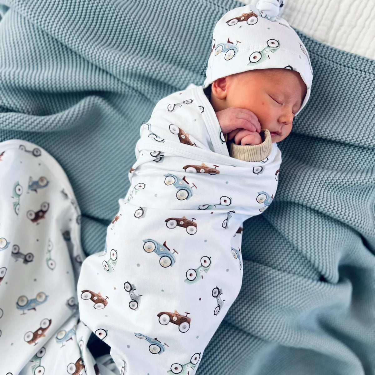 Cable Knit Baby Blanket Sea Blue
