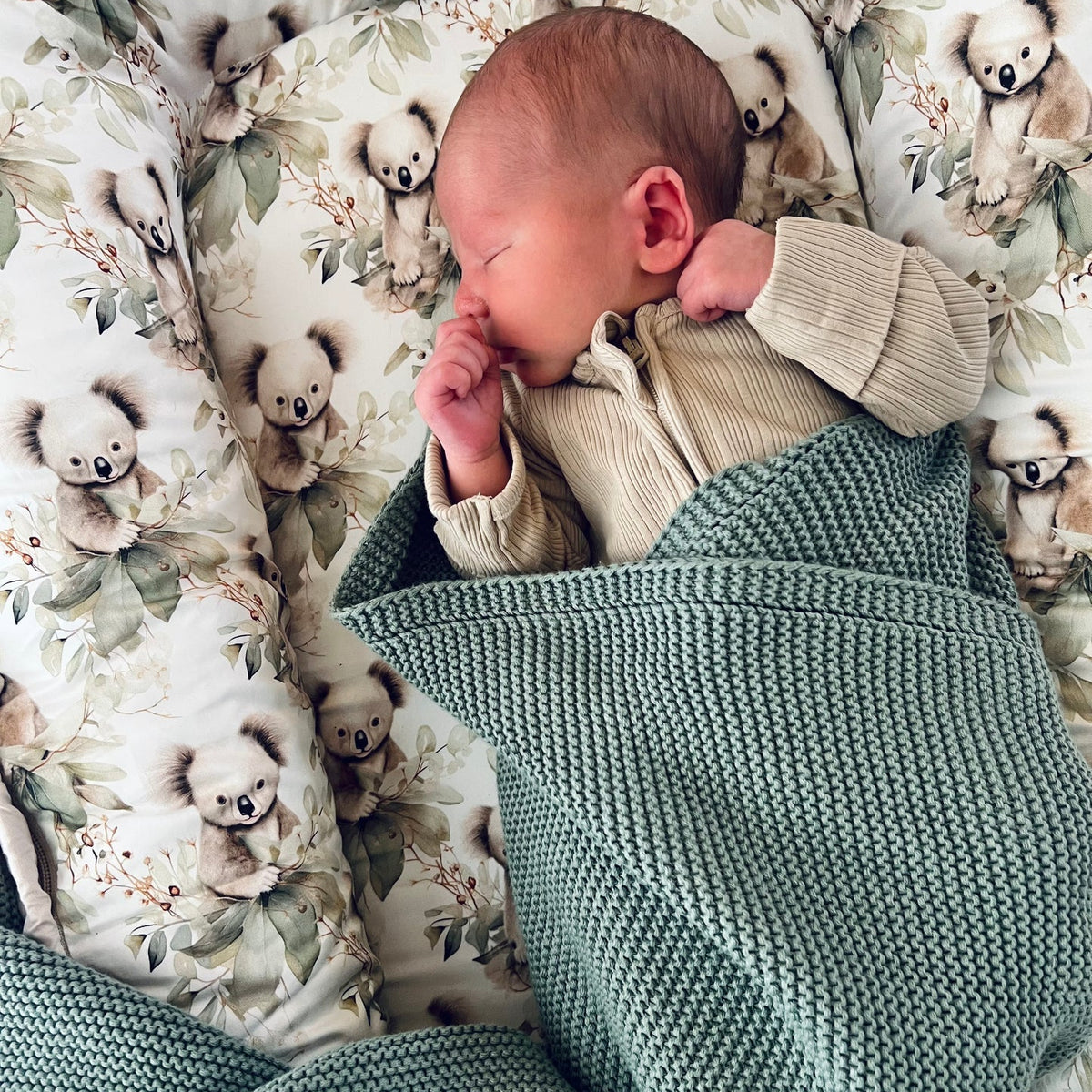 Cable Knit Baby Blanket Sage