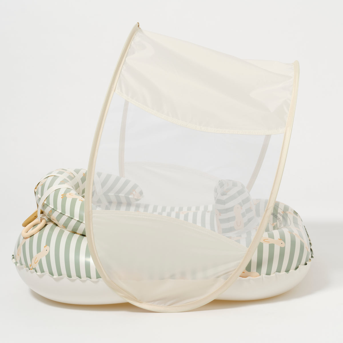 Interactive Baby Float Duck Sage Stripe