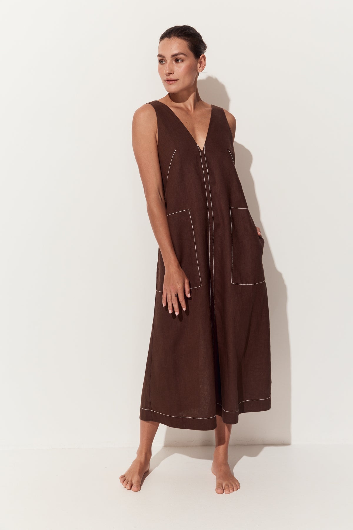 Iris Linen Dress | Chocolate