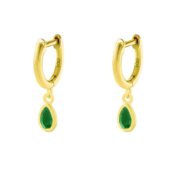 Green Huggy Earring | Gold