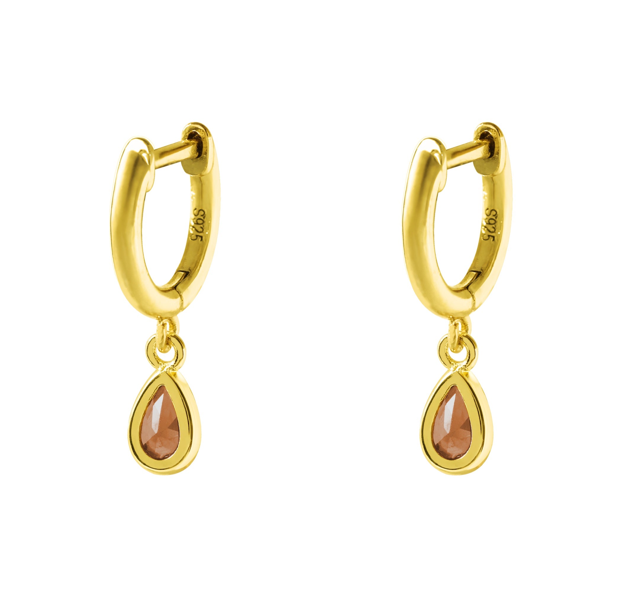 Red Huggy Earring | Gold