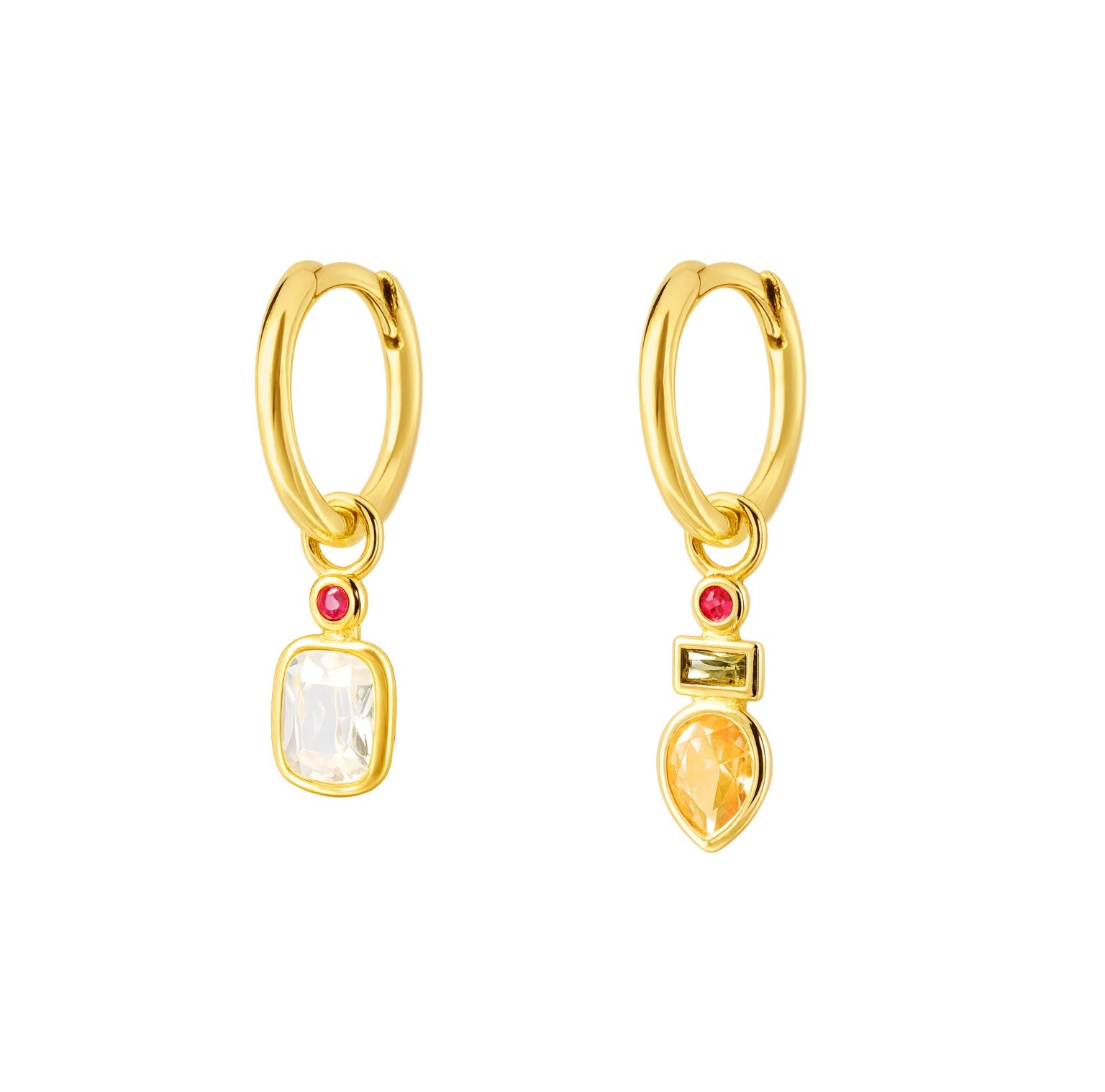 Mix Crystal Huggy Earring | Gold