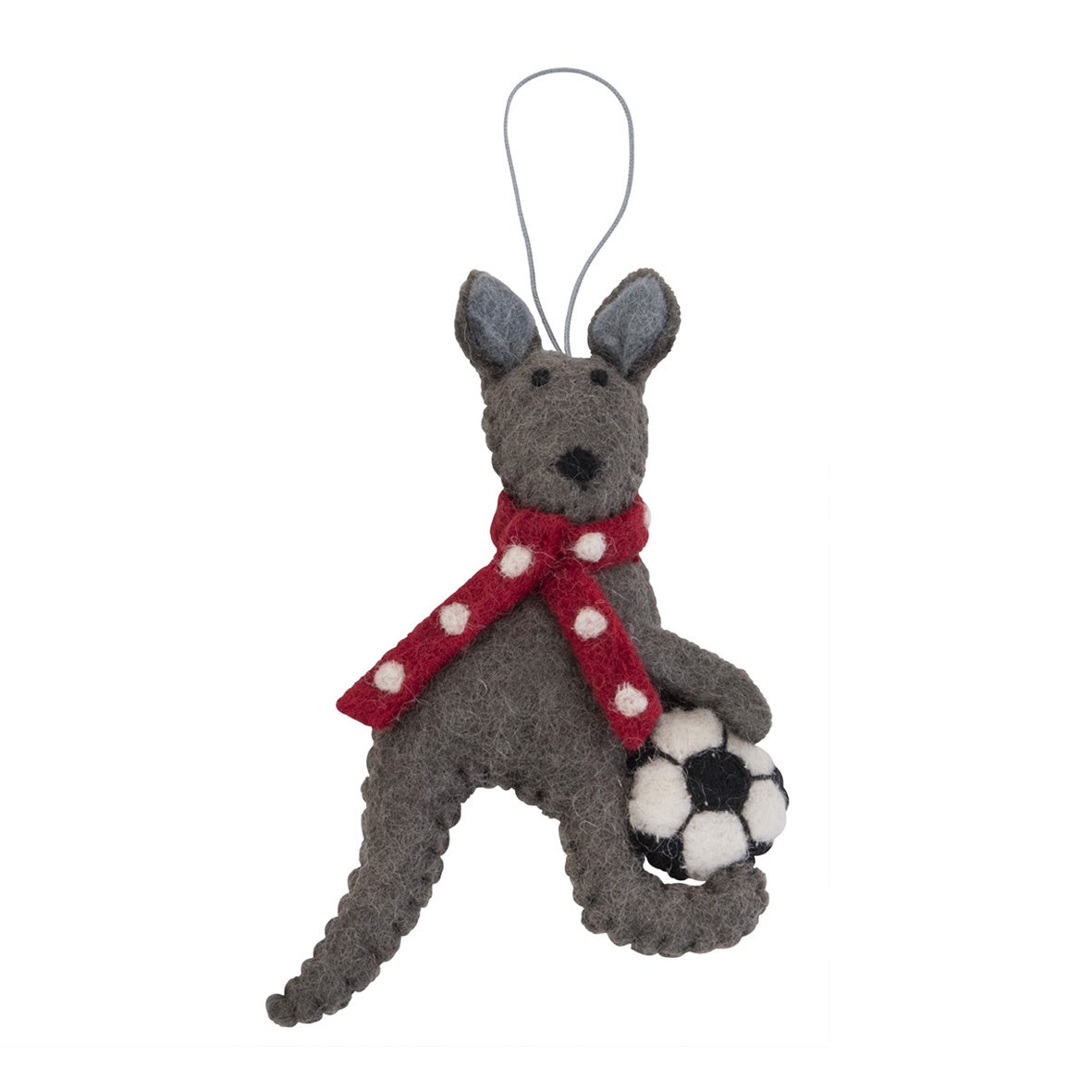 Kangaroo w/Soccer Ball  Felt Christmas Ornament