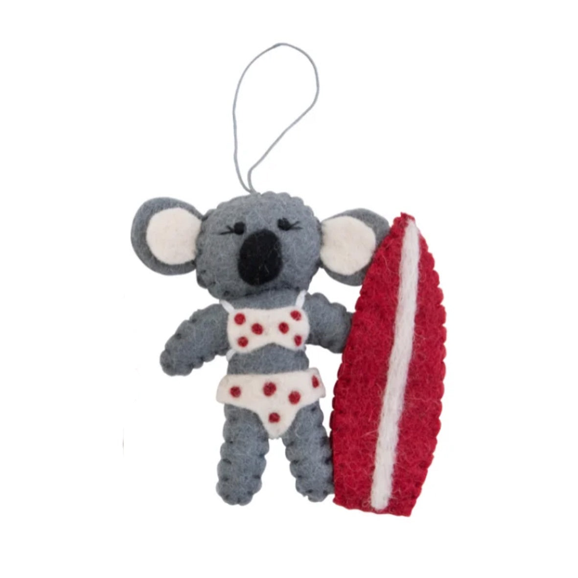 Koala in White Bikini w/Surfboard Christmas Ornament