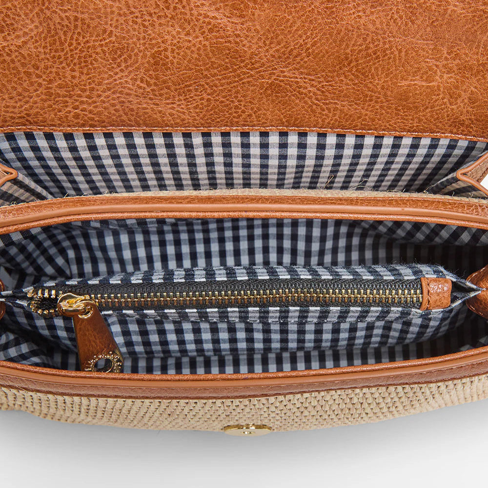 Lugano Xbody Bag | Tan/Natural Weave