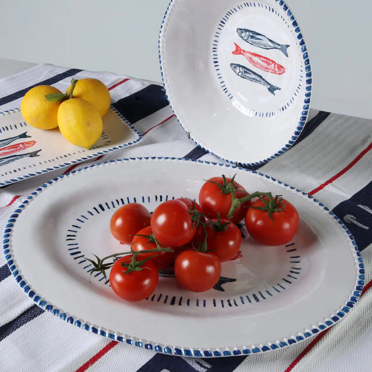 Melamine Nautical Sardine Oval Platter