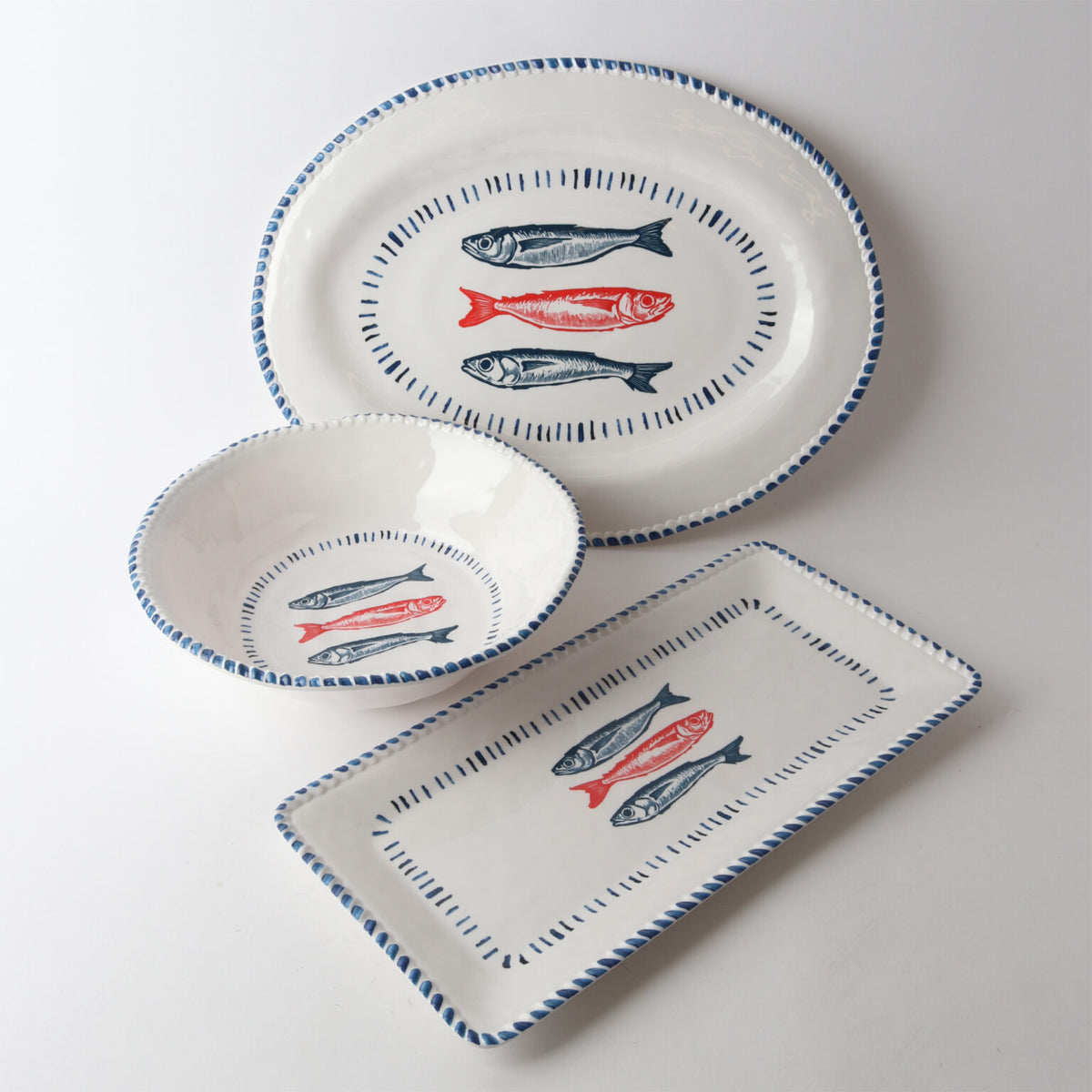 Melamine Nautical Sardine Oval Platter