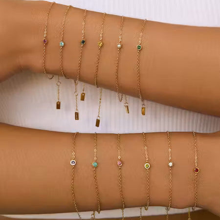 Mini Birthstone Bracelet | December-Turquoise