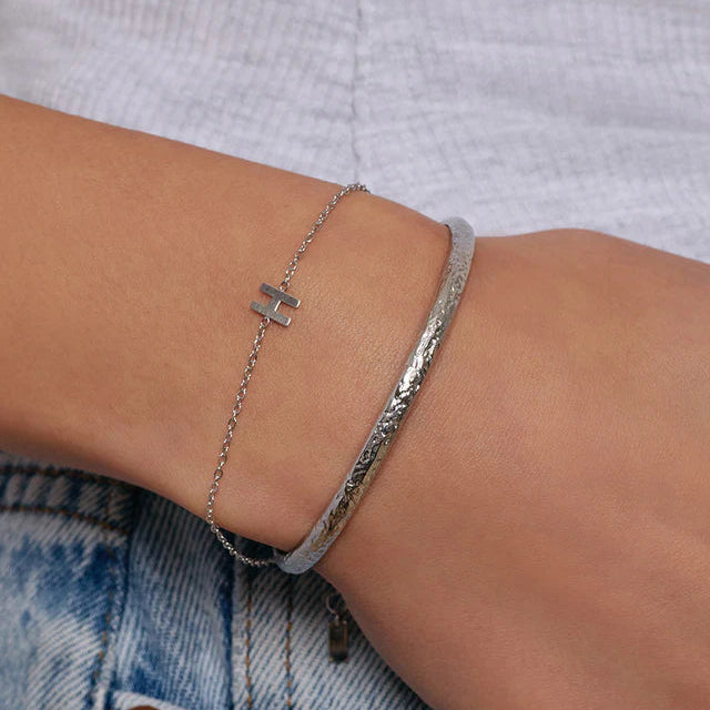 Mini Initial  Bracelet | Silver