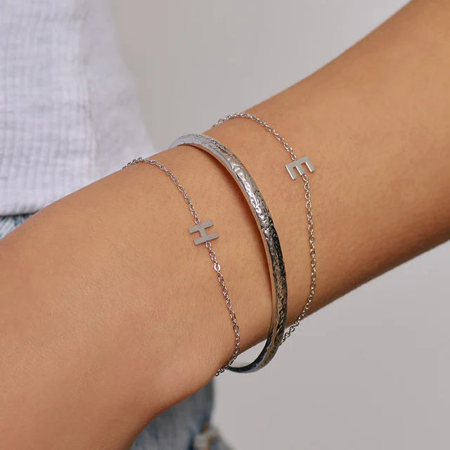 Mini Initial  Bracelet | Silver