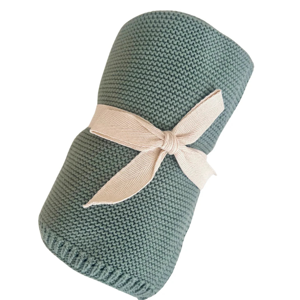 Cable Knit Baby Blanket Sage
