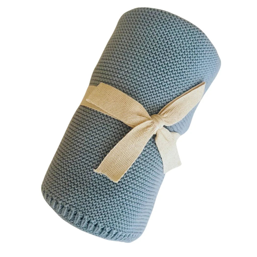 Cable Knit Baby Blanket Sea Blue
