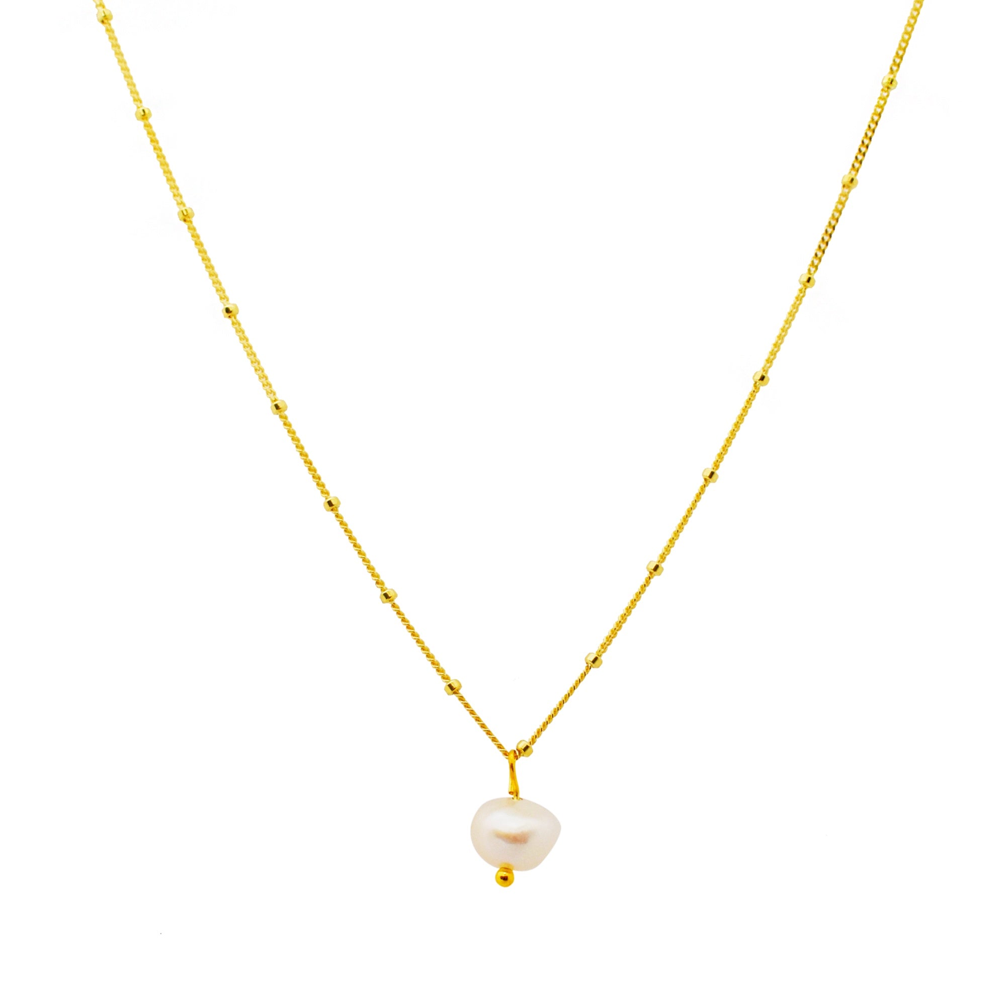 Pearl Necklace On Chain | Gold