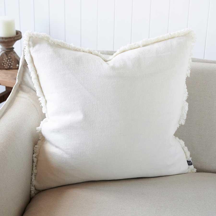 Off White Luca Boho Linen Cushion