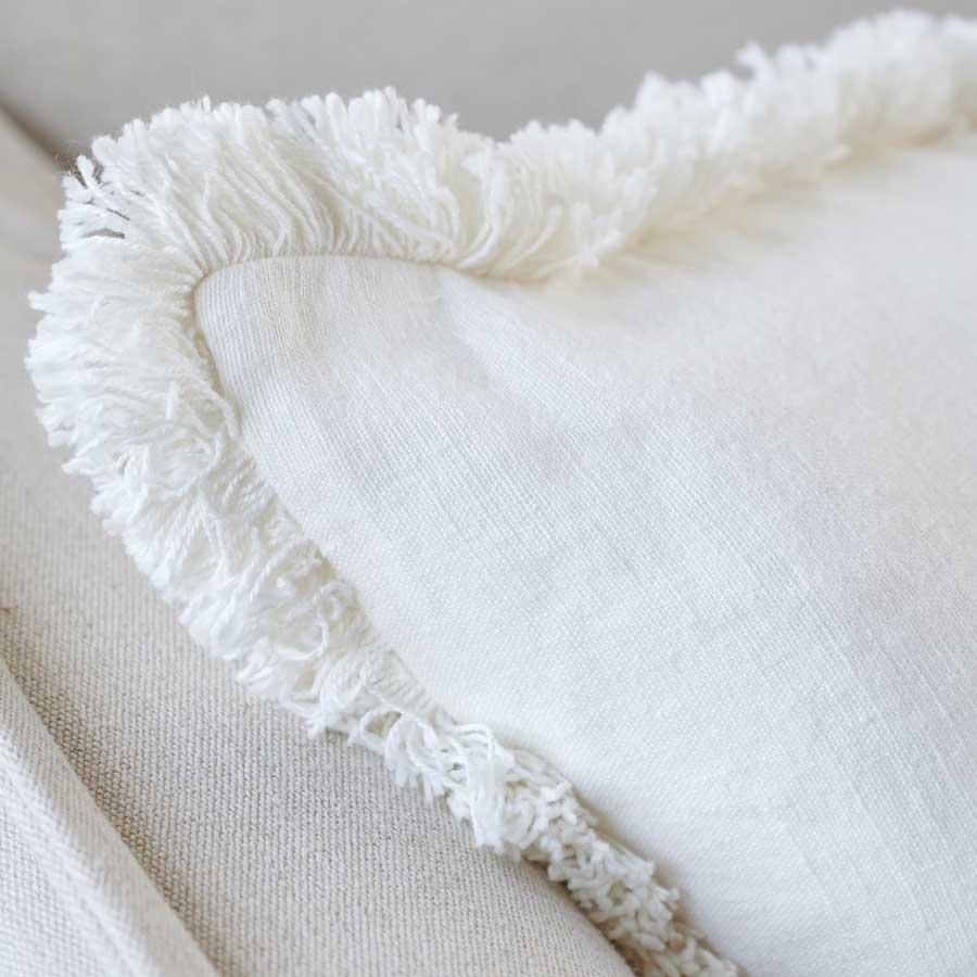 Off White Luca Boho Linen Cushion