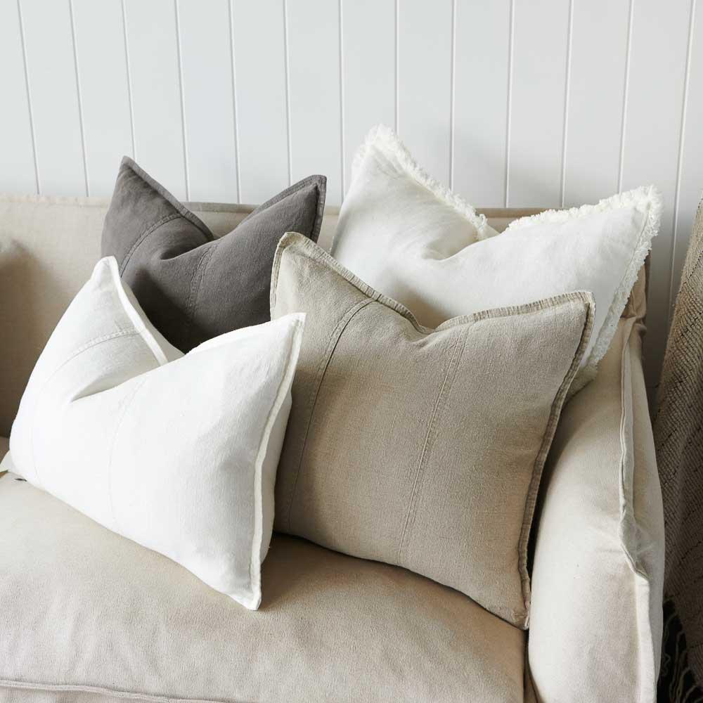 Off White Luca Boho Linen Cushion
