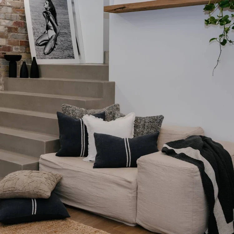 Midnight/White Orion Linen Cushion