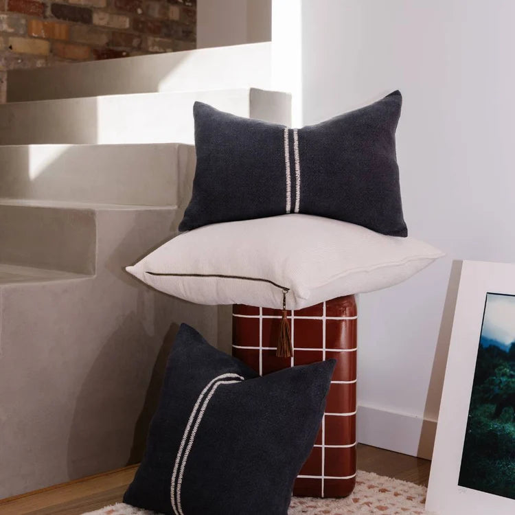 Midnight/White Orion Linen Cushion