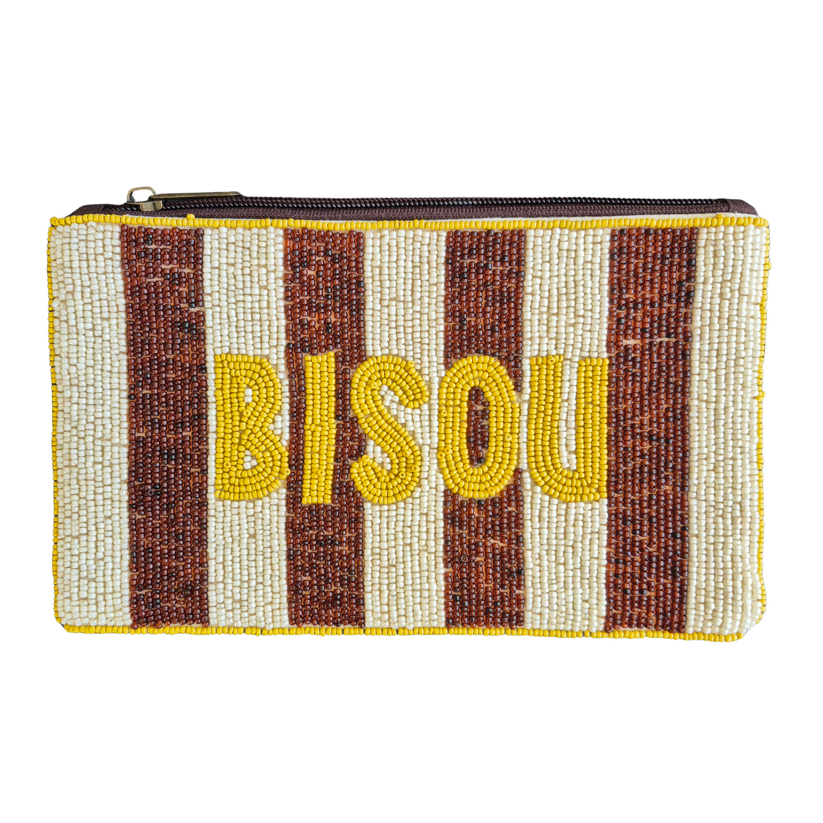 Bisou Stripe Beaded Pouch