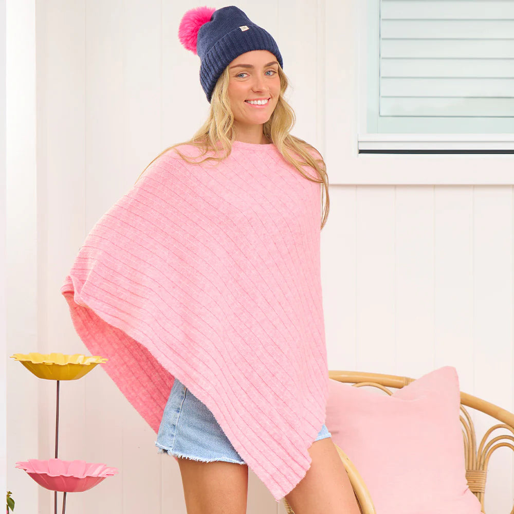 Knit Poncho | Light Pink