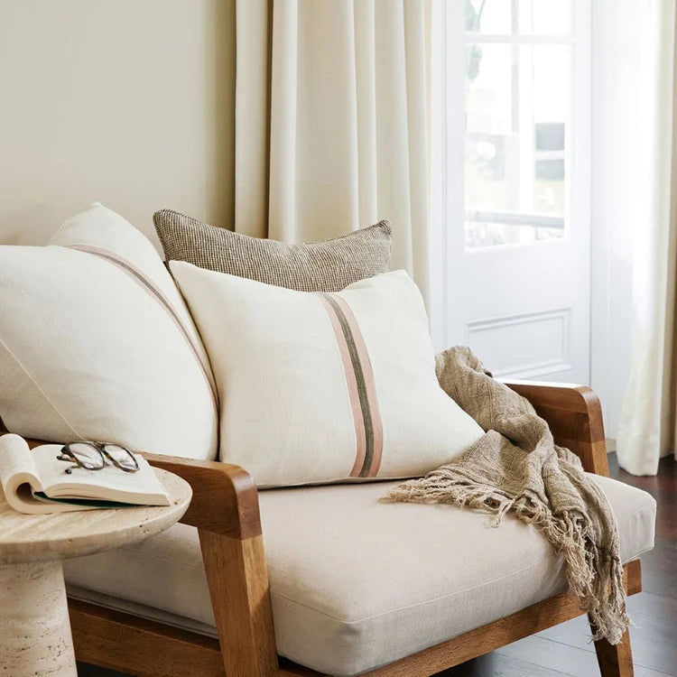White/Musk/Pistachio Ribbon Cushion