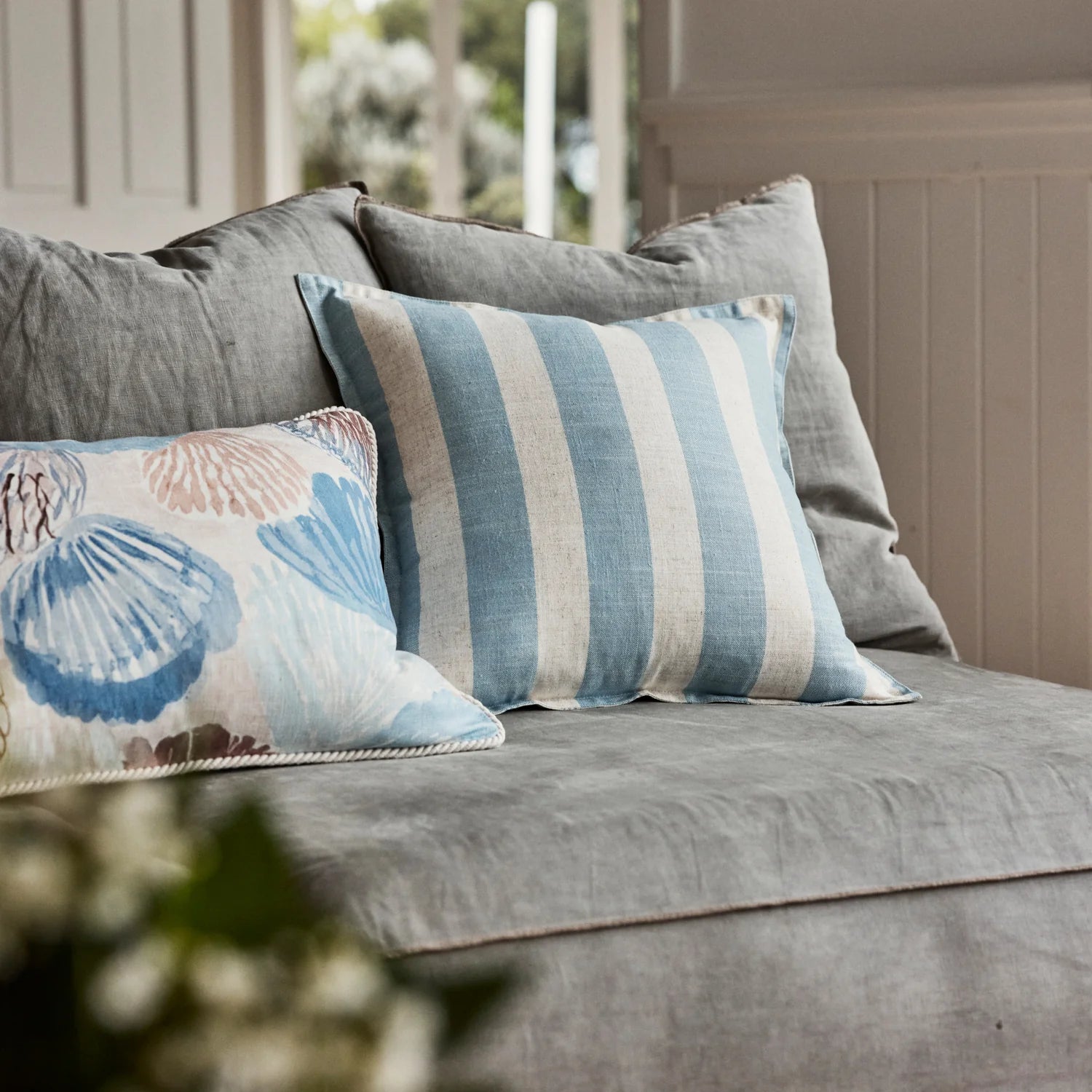 Rye Sky Blue Stripe Cushion