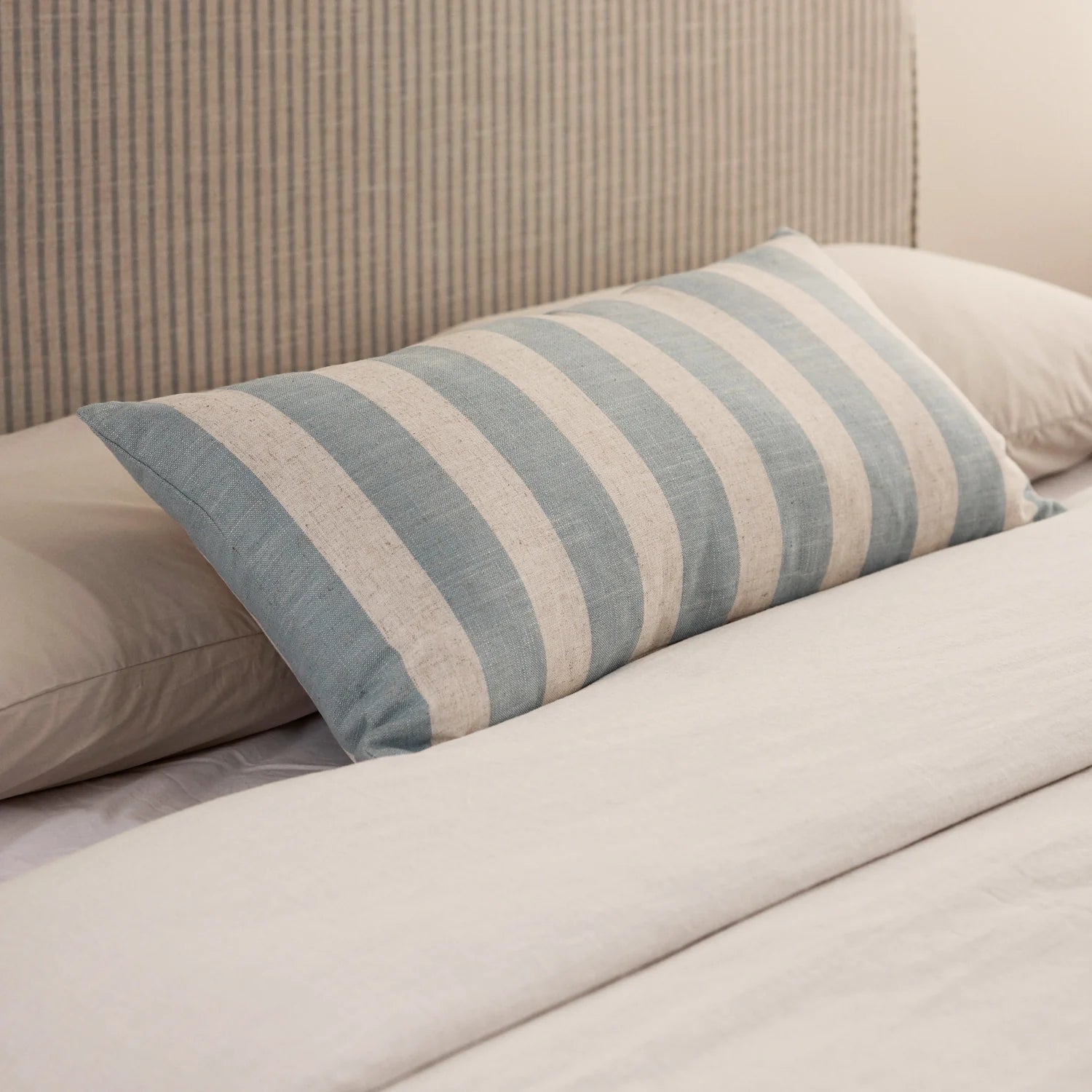 Rye Sky Blue Stripe Lumbar Cushion