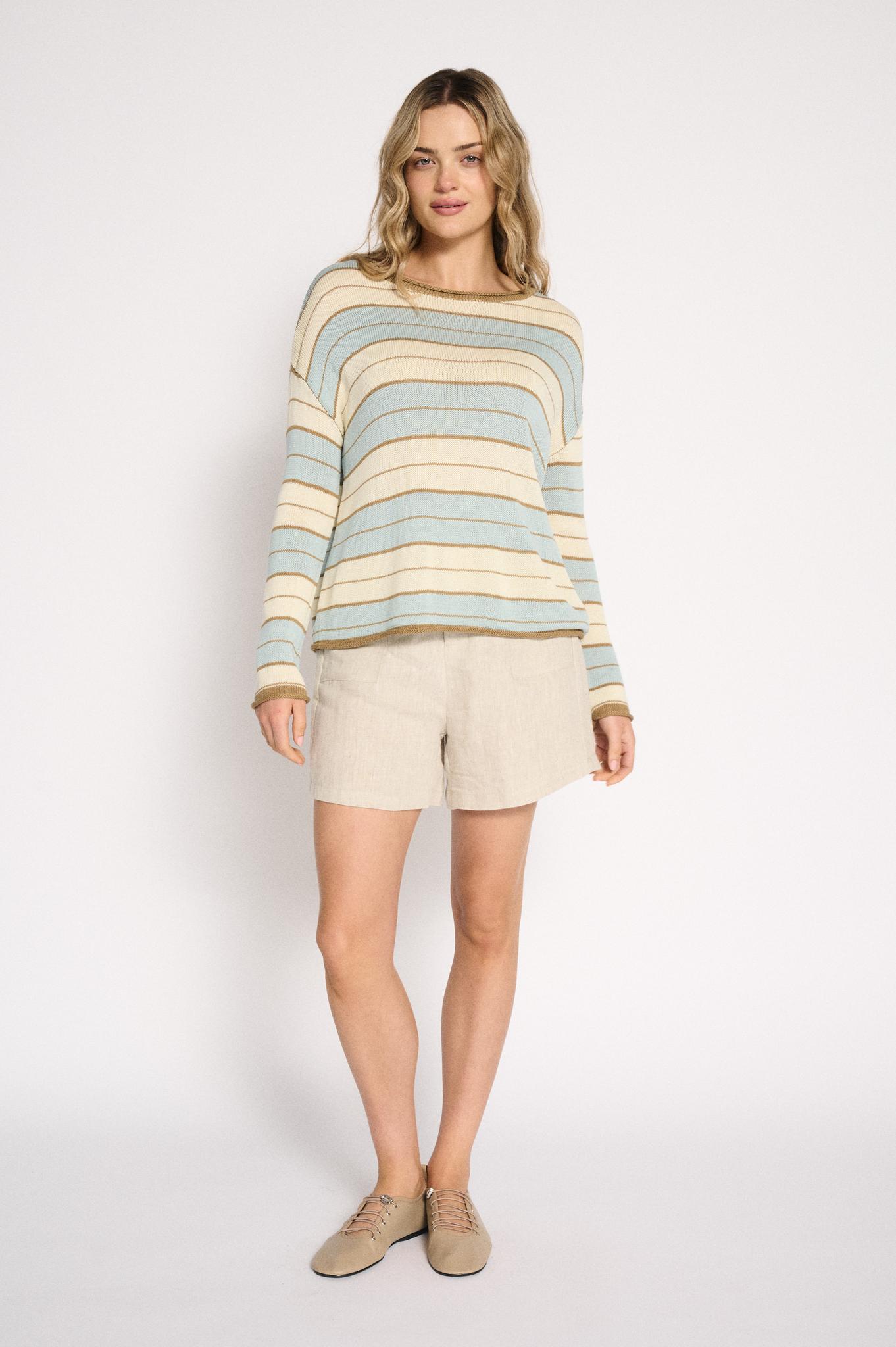 Solene Stripe Knit | Dusty Aqua Stripe