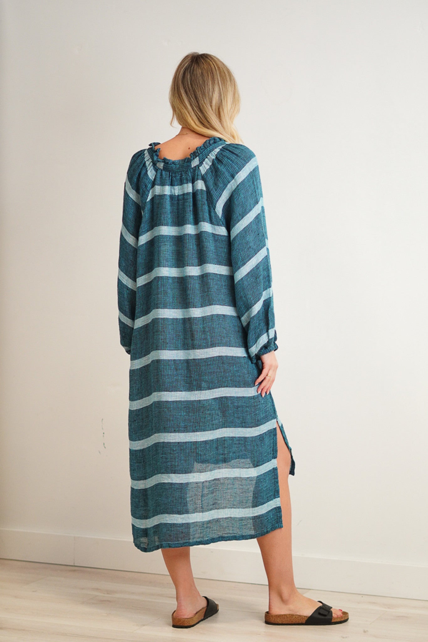 Sofia Mid Dress | Gemstone Blue Stripe Woven