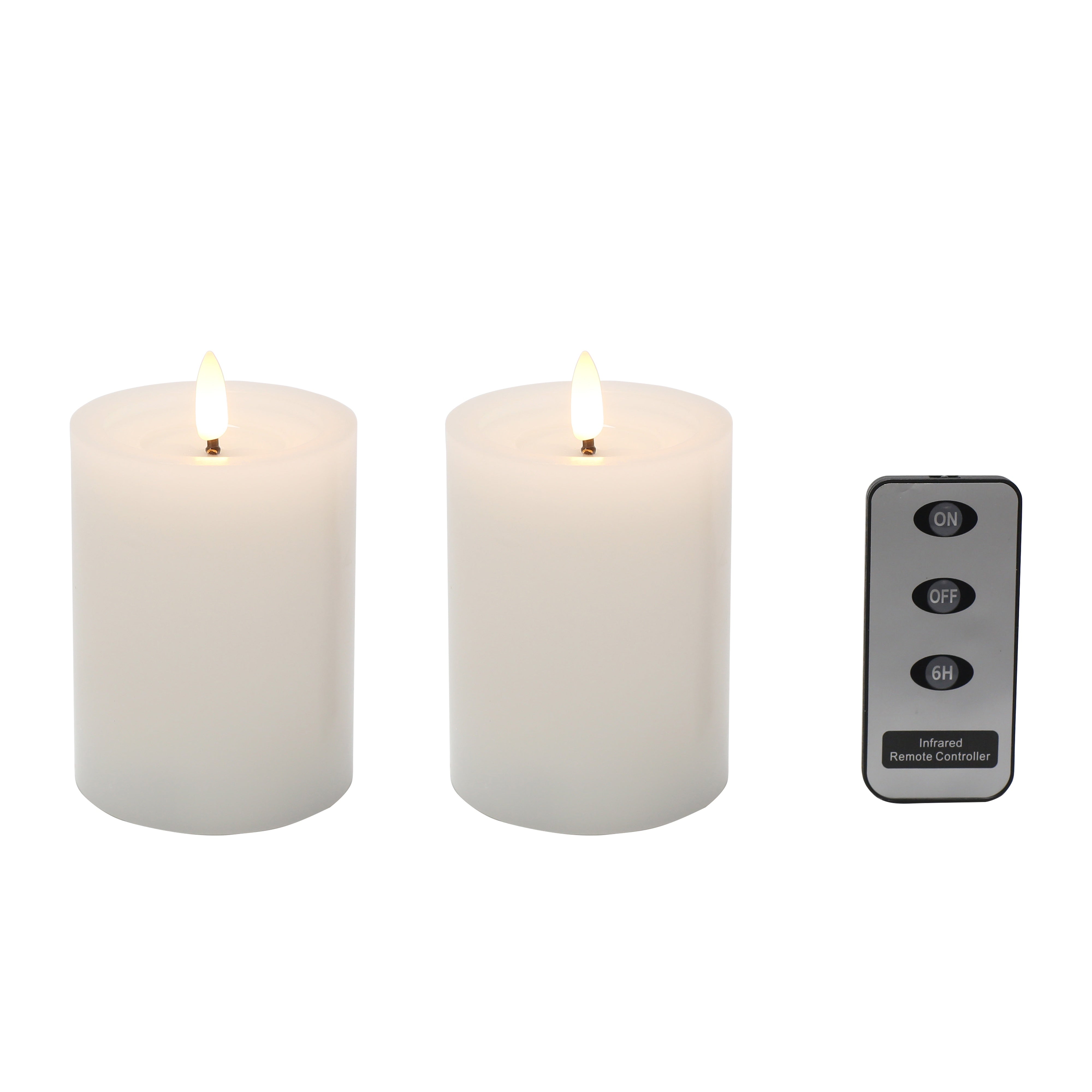 Spark 7.5 x 12 H cm White Candles Set/2 | w Remote