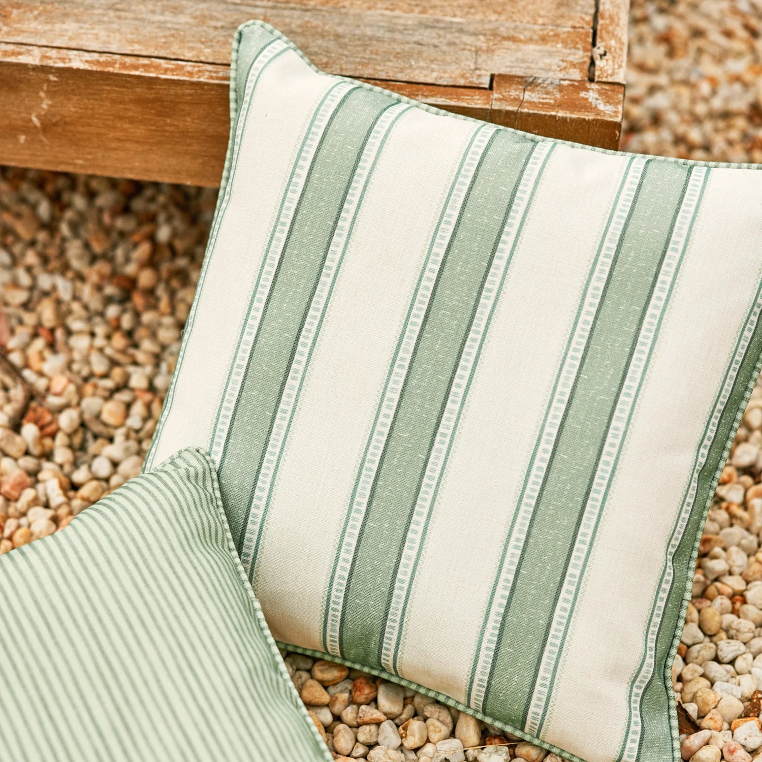 Sailor Green Stripe Reversible Outdoor Cushion