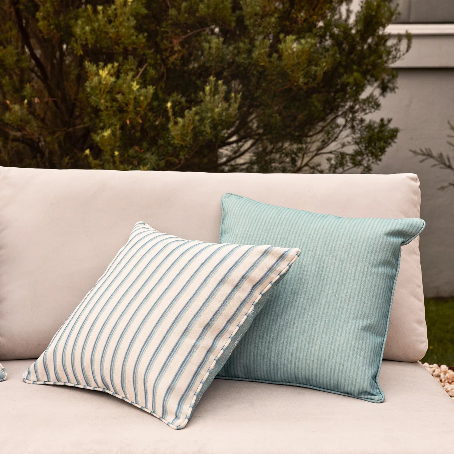 Sailor Ocean Blue Stripe Reversible Outdoor Cushion