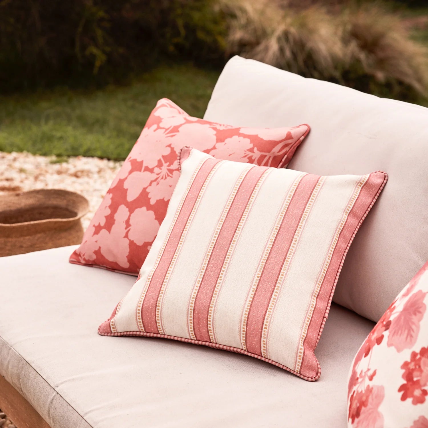 Sailor Pink Stripe Reversible Outdoor Cushion