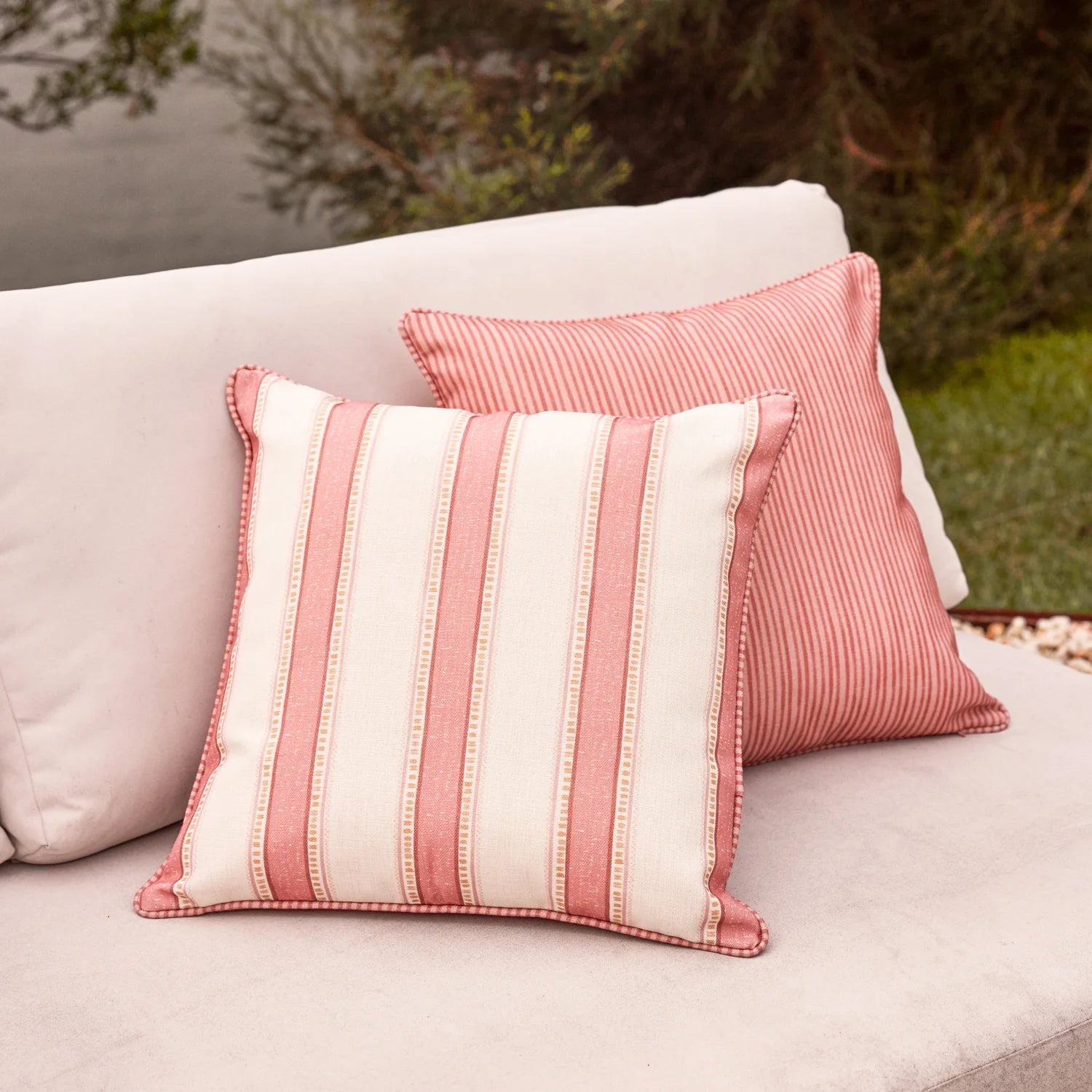 Sailor Pink Stripe Reversible Outdoor Cushion